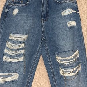 Misguided distressed chain jeans